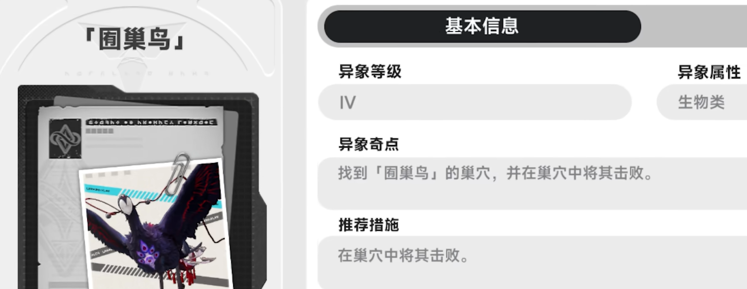 《异环》中的囿巢鸟简介 《异环》中的囿巢鸟简介